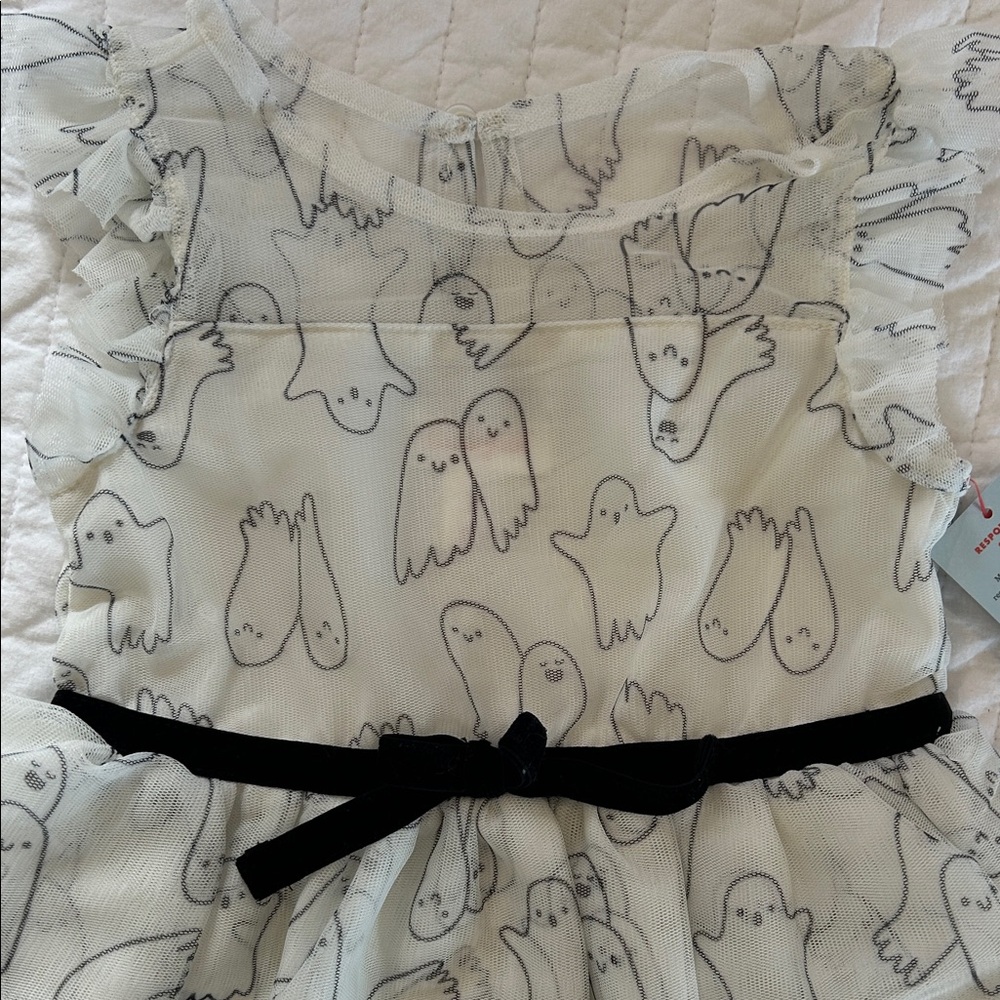 NWT Cat  & Jack Ghost Print Dress with Black Bow. - Picture 3 of 5